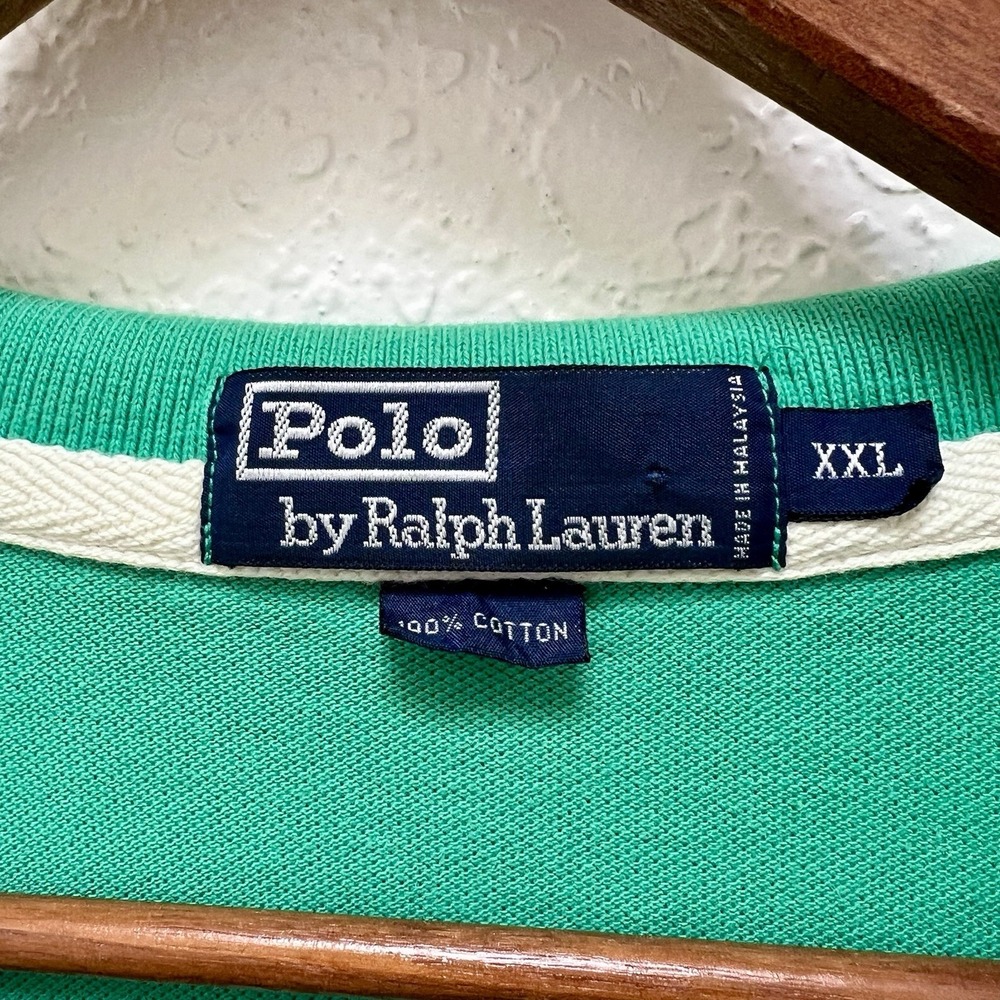 Polo by Ralph Lauren Green Cotton Polo Shirt Mens XXL Short Sleeve Preppy Golf‎ - Picture 3 of 5